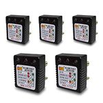 MX AC Electrical Line Fault Detector 5AMP 3Pin Socket Tester with Automatic Earthing & Neutral Faulty | L&N Reversed | Live Faulty Detector with RYG Led Indicator Wall Plug- MX 1177 (Black, Pack of 5)