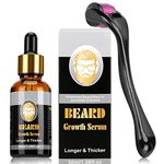 ZUNYEK Derma Roller for Beard Growth + Beard Growth Serum - Stimulate Beard and Hair Growth - 0.5mm Derma Roller for Men Facilitate New and Old Hair Growth