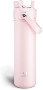 Insulated Water Bottle with Straw - Encool Stainless Steel Water Bottle, Leak-Proof, BPA-Free, Double Wall Vacuum Keeps Cold for 24 Hours for Sports, Travel, School (26 oz, Cotton Candy)