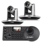 FoMaKo AI Auto Tracking HDMI PTZ Camera 20x Optical Zoom for Church Services Worship Education(2pcs) + KC608 Pro PTZ Controller (FMK12UH Prox2 + KC608 Pro)