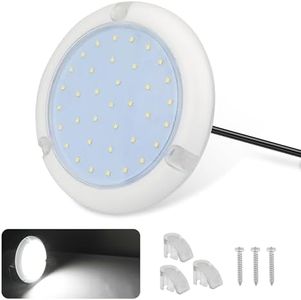 RVZONE RV Lights Exterior,12-24V LED RV Exterior Light 1100LM IP68 Round Surface Mount Scare Light for RV Trailer, Boats, Campers, 5th Wheels