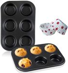 Bake House Nonstick Aluminum 6 Cavity Muffin Tray with 50 Pieces Cupcake Muffin Liner (Size 7inch Lenth) Kindly Match Size with Your Oven Before Buy