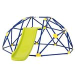 COSTWAY 8FT Dome Climber, Toddler Climbing Frame Monkey Bar Jungle Gym with Fabric Cushion, Indoor Outdoor Play Equipment for Kids 3-12 Years Old (Green+Blue)