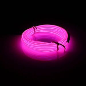 MASUNN 2M El LED Flessibile Morbido Tubo Filo Neon Bagliore Auto Rope Strip Luce Natale Decor DC 12V-Rosa