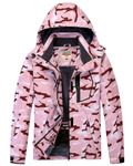 WULFUL Women's Waterproof Snow Ski Jacket Mountain Windproof Winter Coat with detachable hood (Pink Camo, 3XL)