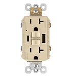 Legrand Radiant® USB GFCI Outlet, 20A Tamper-Resistant, Self-Test, Type-A/C, Ivory, 2097TRUSBACI