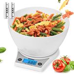 Duronic Digital Kitchen Scales KS6000 WH/WH Electronic Kitchen Scale with Bowl Measuring Weighing Scale Baking Scale for Cooking Baking Postal Pet Food Measurement Baker Weight Scale, Tare LCD Display