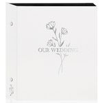 Lanpn Wedding Photo Album 4x6 600 Pocket Photos Slip in, Linen Cover Large Capacity Newlywed Marriage Album Hold 600 Horizontal Vertical Photos (Flower, White)