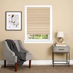 Cordless Room Darkening Temporary Pleated Vinyl Window Shades - 36 Inch Width, 75 Inch Length - Latte - 1-2-3 Peel N' Stick - Light Filtering Pull Down Blinds for Windows by Achim Home Decor