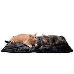 Furhaven Large Cat Bed ThermaNAP Quilted Faux Fur Self-Warming Pad, Washable - Black, Large