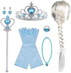 Vicloon Elsa Dress Accessories, Elsa Gloves, Princess Tiara Braid Wand Set (7 pcs)