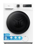 Midea Freestanding 8 KG Front Load Washing Machine Slim,A-10% Class,Steam Wash,Turbo Quick Wash,Durable Inverter BLDC,1400 RPM,White-MF110W80BA10/W-UK