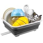 Dish Drying Rack, Folding Portable Tableware Drying Rack Cup Holders, Drainage Plugs and Rotating Drainage Ports, Saving Space, Suitable for Kitchen, RV, Camping and Trailer, Portable disc