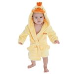 Metzuyan Personalised Baby Dressing Gown Newborn Robe Hooded Bathrobe Duck 0-6 Months