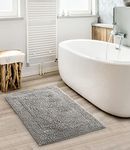 Sashaa World Super Absorbant Cotton Reversible Bath Mat Bathroom Rugs (45 x 65 cm, Grey)