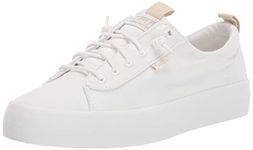 Keds Women's Kickback Canvas Sneaker, White, 8.5 M US