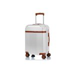 CHAMPS Vintage Collection Durable Expandable Hardside Spinner Carry-on, Ultra-Strong Lightweight Polycarbonate with USB Port, TSA Locks and 360-Degree Wheels, Ivory