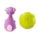 Foodie Puppies 2in1 Combo of Latex Squeaky Sound Chew Toy - (Purple Elephant and Claw Ball) for Small Dogs & Puppies | Interactive Non - Toxic Durable Rubber Pet Toy for Training, Chewing and Playing