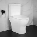 Semi Flush to Wall Toilet Close Coupled WC White Ceramic Soft Close Seat Modern Design Projection