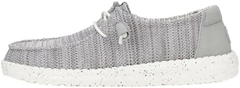HEYDUDE Wendy Stretch Sox Wide Light Grey Size 12, Women’s Shoes, Women’s Slip-on Loafers, Comfortable & Light-Weight