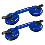 SOLUDE 2 Pack Glass Suction Cups,Aluminium Heavy Duty Vacuum Handle Glass Holder for Lifting Large Glass/Window/Tiles/Mirror/Granite/Floor Gap Fixer/Windshield Removal & Install Tool,Blue