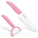 Kyocera Advanced Ceramic Revolution Series 5-1/2-inch Santoku Knife and Y Peeler Set, Pink