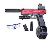 Splatter Ball Gun Automatic, Gel Ball Blaster Gun Full-auto and semi-auto with Goggles, Long Range Blowback Pistol for Shooting Team Games Outdoor Activities Ages 8+-Rose Red