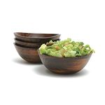 Lipper International 293-4 Cherry Finished Wavy Rim Serving Bowls for Fruits or Salads, Matte, Small, 7.5" x 7.25" x 3", Set of 4 Bowls