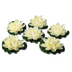 NAVAdeal 6PCS Large Artificial White Floating Lotus Flowers, Home Garden Pond Aquarium Wedding Decor