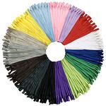 DOITEM 45pcs 45cm/18 Inch Invisible Multicolor Nylon Coil Zippers for Sewing and Crafts 15 Colors