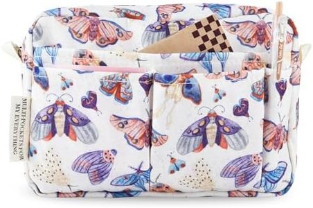 qianshan Multi-functional Portfolio Organizer, Waterproof Travel Pouch Zippered Case, Journal Supplies Storage Case for Notebooks,Make-up, Office Supplies.White Moth