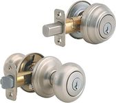 Kwikset Satin Nickel SmartKey Single Cylinder Juno Entry Knob & Deadbolt Comb