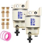 AUIVERED 2PCS R12T Marine Fuel Water Separator Kit, 10 Micron Filter