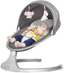 Dream On Me Zazu Baby Swing, Baby Swing for Infant, 5- Swinging Speed, Two Attached Toys, Bluetooth Enabled and Remote Control, Grey and Pink