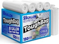 ToughBag 55 Gallon Clear Trash Bags Heavy Duty (150 COUNT) – Large Clear Trash Bags 55-60 Gallon Heavy Duty, Clear Lawn and Leaf Bags, Trash Can Liners - Made in USA