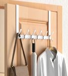 CHAUNCEY HOME Over The Door Hooks Hanger with 28 cm Extended Arms, No Assembly Required - Bathroom Accessories and Towel Rack Organization, for Bedroom Hanging Coat Robe Hat, Matte White, 1 Pack