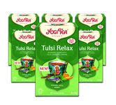 Yogi Tea, Tulsi Relax, Organic Herbal Tea, Naturally Caffeine Free, Blend of Tulsi, Liquorice and Orange, 6 Packs x 17 Tea Bags (102 Teabags Total)