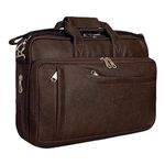 Leather World Vegan Leather 15.6 Inch Laptop Office Briefcase Messenger Bag Satchel for Men and Women, with Adjustable Strap and Expandable Bottom with Multiple compartments - Brown