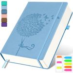 B5 Lined Journal Notebook, 370 Numbered Pages Thick Leather Journal for Writing, College Ruled Hardcover Notebook for Work,School with 100gsm Paper, Writing Journal for Women (7.6" x 10.3" Sky Blue)