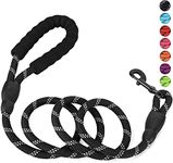 Petology Dog Leash 6FT Long, 1 Inch Thick Reflective Heavy Duty Rope with Anti-Slip Padded Handle for Medium & Large Dogs Black