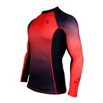 Mens Rash Guard Long Sleeve Surf Shirt Swimsuit - Quick Dry Sun Protection Clothing UPF 30+/50+ (Red, X-Large)