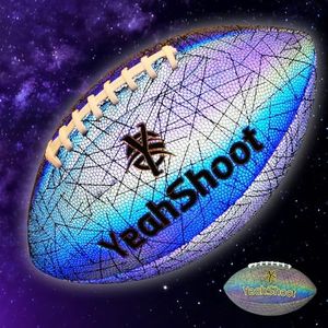 YeahShoot New Holographic Reflective Football Size 9-Glow in The Dark Premium American Football with Stunning Luminous Rugby Durable Grip, for Sports Fans (Neon, Official Size 9)