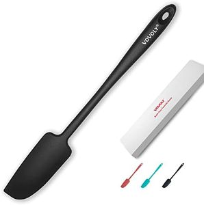 Silicone Jar Spatula, Small Rubber Scraper, Spatulas Silicone Heat Resistant, Seamless,Non StIck Cookware 11.2 Inch, Black.