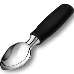 Urbanstrive Ice Cream Scoop Stainless Steel, Ice Cream Scooper Professional Large Ice Cream Scoops with Non-Slip Rubber Handle, Ice Cream Spade for Cookie Dough, Gelato, Sorbet, Melon, Black