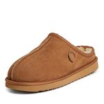 Fireside by Dearfoams Men's Grafton Shearling Indoor/Outdoor Clog Slipper, Chestnut, 10