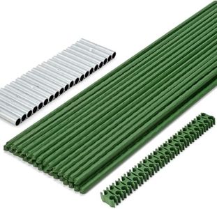 RAOOKIF Garden Stakes 4ft/6ft, 2ftx30pcs Tomato Stakes with 20 Connectors 20 Rotatable Clips,Metal Plant Support Stakes for Outdoor Plants, Vegetables, Outdoor Gardening Supplies