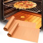 UBeesize 2 Pack Large Copper Oven Liners for Bottom of Oven BPA and PFOA Free, 16x24 Inch Thick Heavy Duty Non Stick Teflon Oven Mats for Electric, Gas, Toaster, Convection, Microwave Ovens Grills