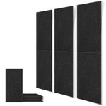 DrKlang 6 Pack Acoustic Panels, 23.6" x 11.8" Decorative Soundproofing Panels, Wall and Ceiling Acoustical Treatment Tiles, Great to Reduce Echo and Noise for Home and Office- Black