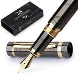 Wordsworth & Black Primori Fountain Pen Set [Gunmetal Gold]; Medium Nib, Gift Case, 24 Ink Cartridges, Refill Converter, Manual; Journaling, Calligraphy, Smooth Writing Pens; Left and Right Handed