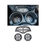 MINI F55 F56 Car Cup Coaster, 3PCS Universal Non-Slip Cup Holders Embedded in Ornaments Coaster for Mini Cooper Hatchback F55 F56(Union Jack Gray)